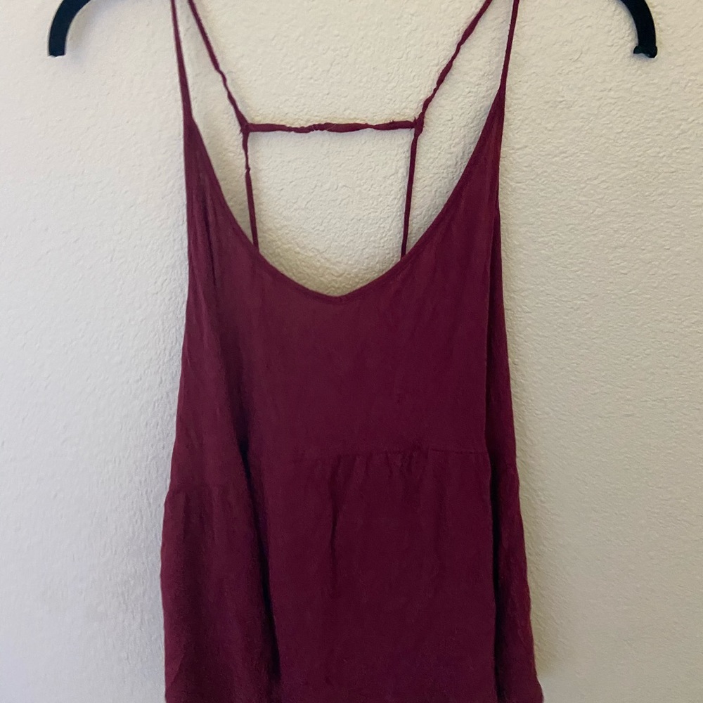 maroon spaghetti strap